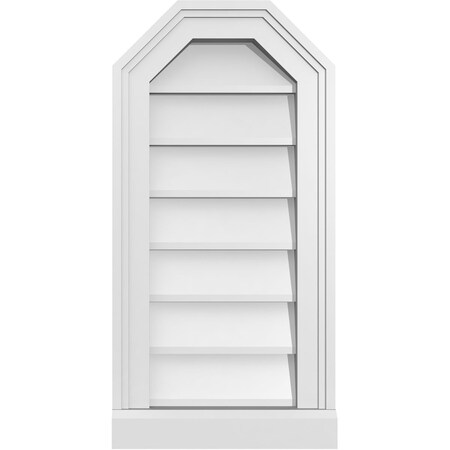 Ekena Millwork Octagonal Top Surface Mount PVC Gable Vent w/ 2"W x 2"P Brickmould Sill Frame, 12"W x 24"H GVPOT12X2403SN